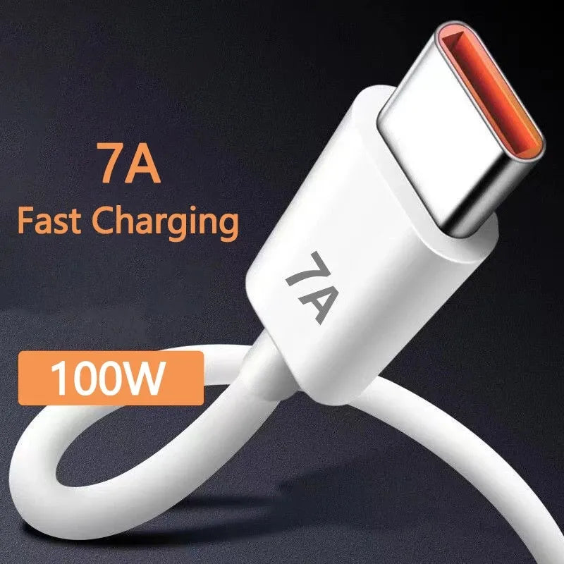 7A 100W Type-C USB Cable Super-Fast Charge Cable for Huawei Mate 40 30 Xiaomi Samsung Fast Charging Charger Cables Data Cord