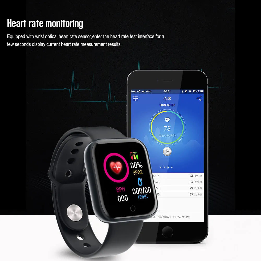 D20 Sport Smart Watches for Man Woman Gift Digital Smartwatch Fitness Tracker Wristwatch Bracelet Blood Pressure Android Ios Y68
